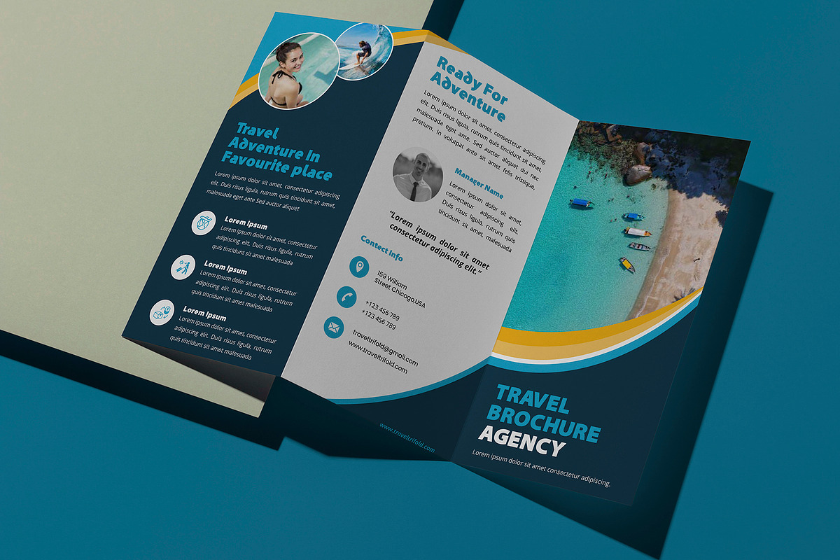 Travel Trifold Brochure, a Brochure Template by SamiSimply7 (Photo 2 of 4)