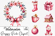 Preppy Pink Christmas Clipart, an Illustration by CrexoraLab (Thumbnail 1 of 5)
