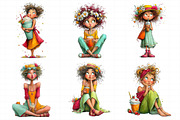 Whimsical Summer Coffee Girl Clipart, an Illustration by Daily.Designs (Thumbnail 5 of 8)