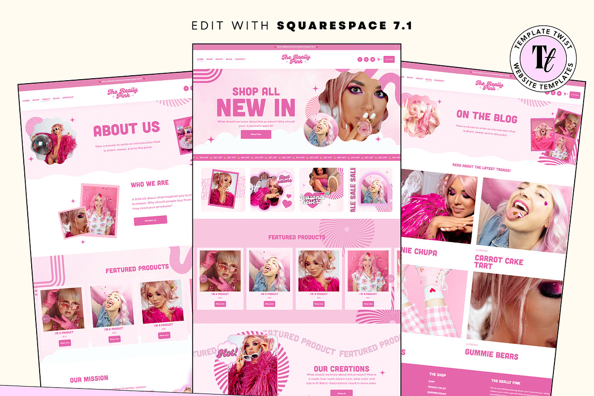 Bright Pink Squarespace Template, a Squarespace Template by Template Twist Shop (Photo 2 of 10)