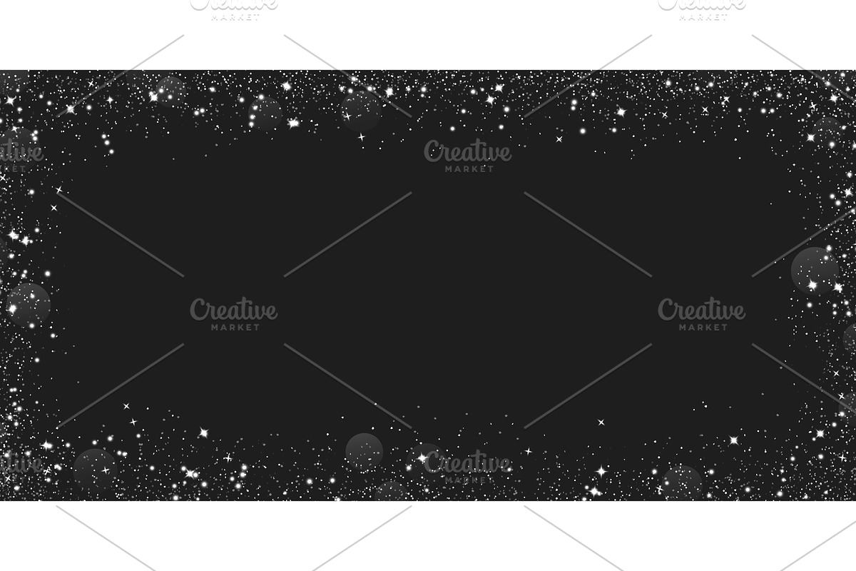 Black frame with silver glitter and, an Illustration by art PVP - market