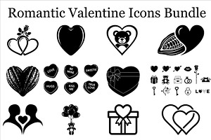 Romantic Valentine Icons Bundle, a Graphic by balal