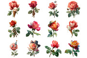 quirky valentine rose flower clipart, an Illustration by DreamArtGraphic (Thumbnail 4 of 4)