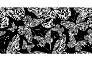 Seamless monochrome butterfly, an Animal Illustration by Nenahliadava Design