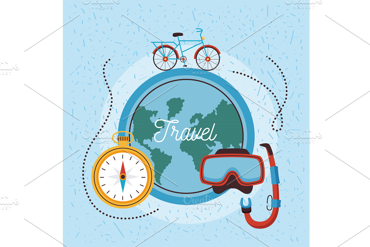 travel lettering in earth planet, an Illustration by studiogstock