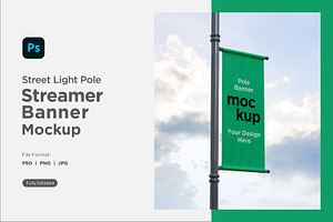 Pole Banner Mockup Side View V 52, an Advertising Mockup by shahsoft