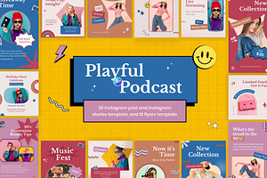 Playful Podcast 3in1 Canva Template