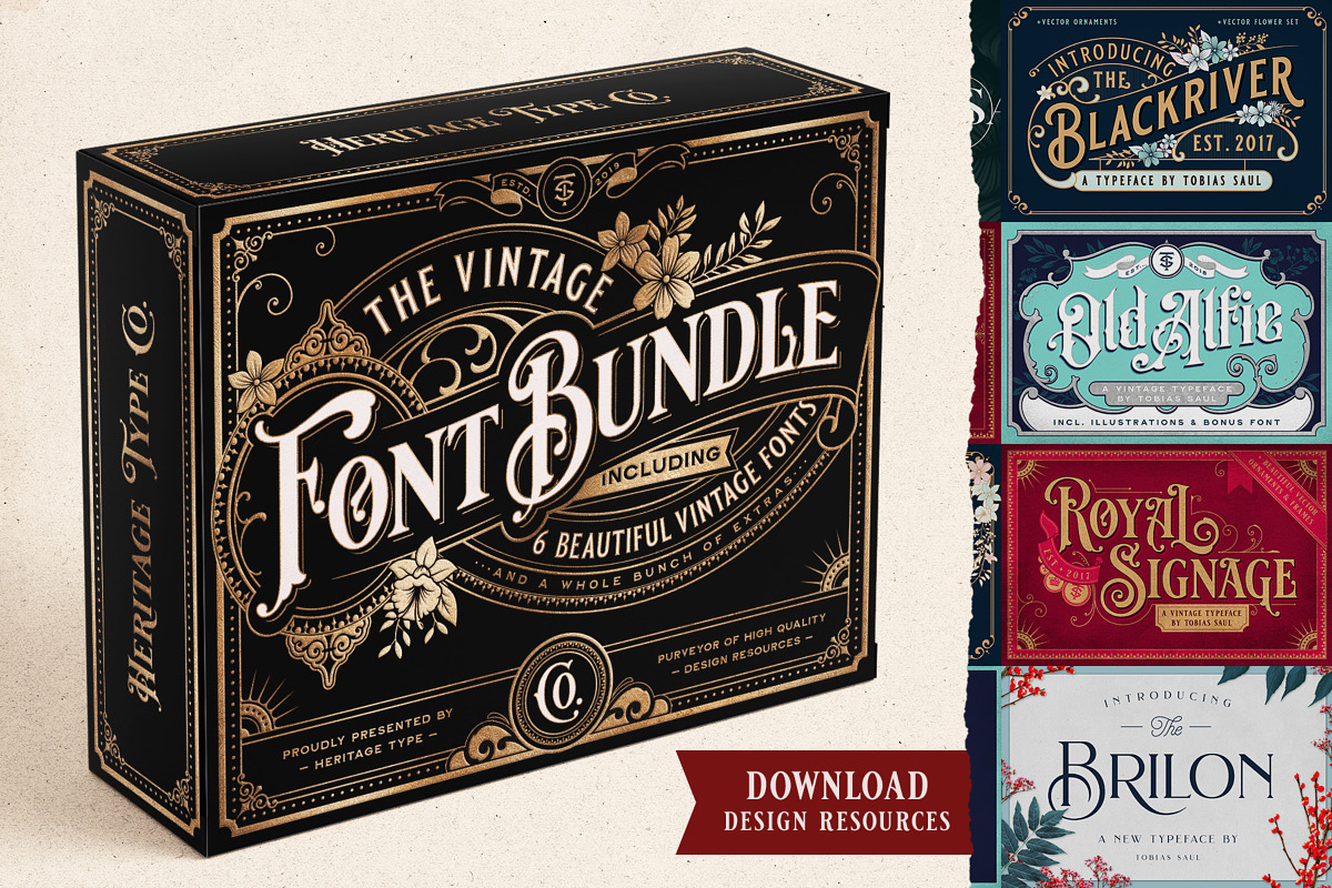 Vintage Font Bundle, a Font by Heritage Type Co. (Photo 1 of 9)