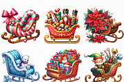 Christmas Sleigh Sublimation Clipart, an Illustration by Craft Nest (Thumbnail 4 of 6)