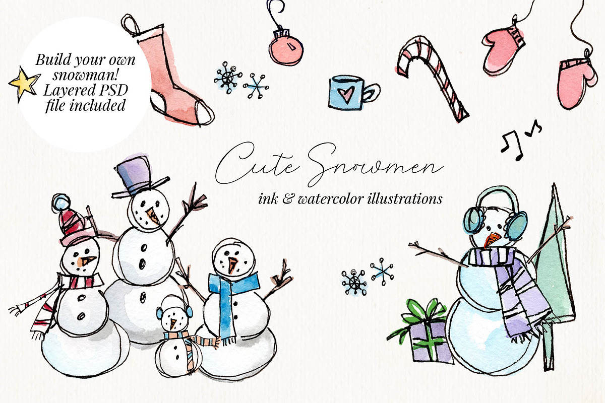 Build Your Own Cute Snowmen, an Illustration by Chelsea Bromley (Photo 1 of 6)
