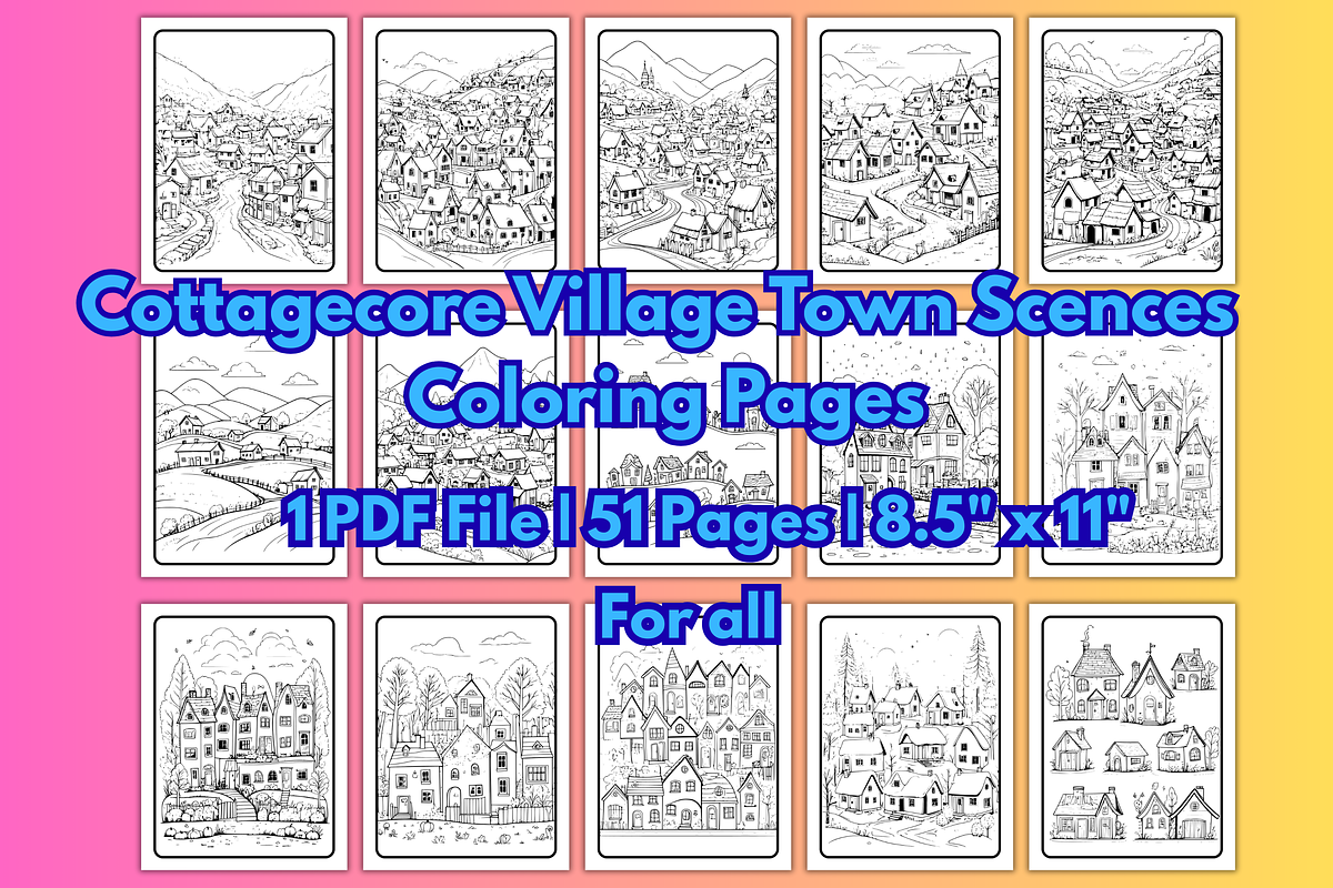 1PDF 51 SCENSE CUTE COTTAGE VILLAGE, a Decorative Illustration by Vachira Digital Studio (Photo 1 of 4)