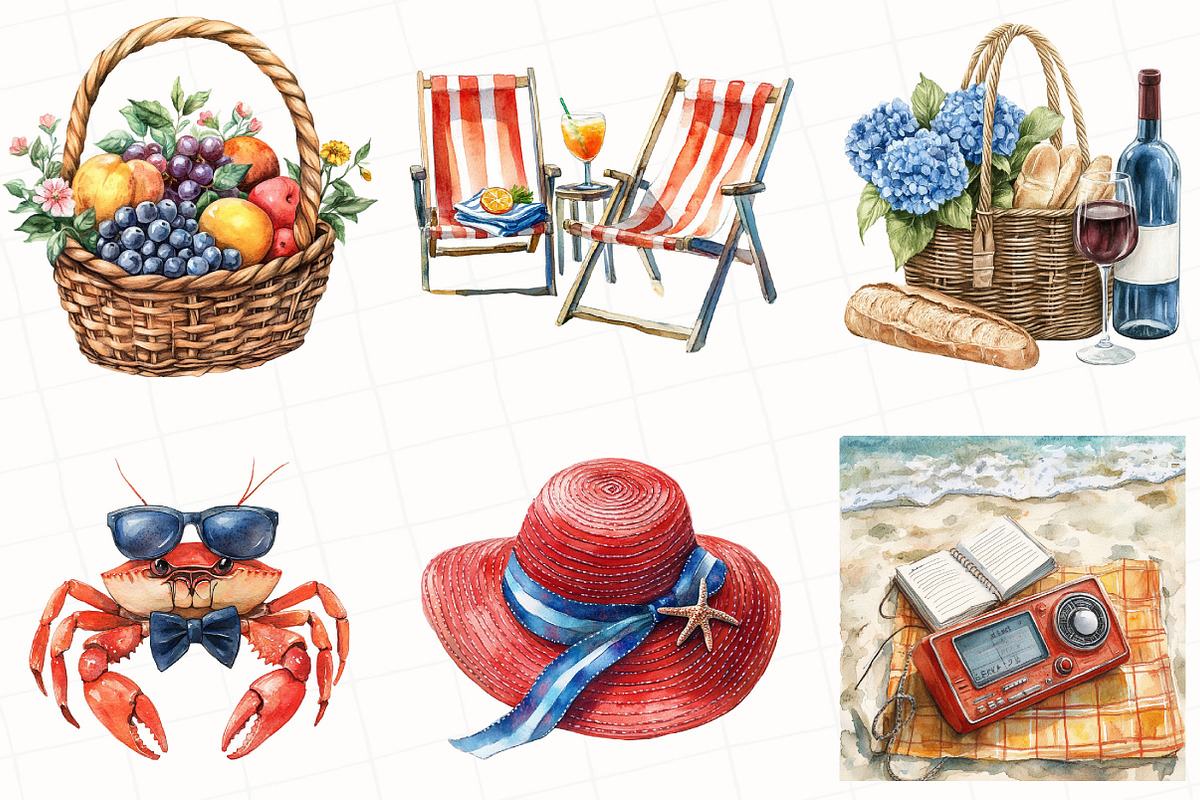 French Riviera Summer Clipart, an Illustration by OK Design (Photo 5 of 5)