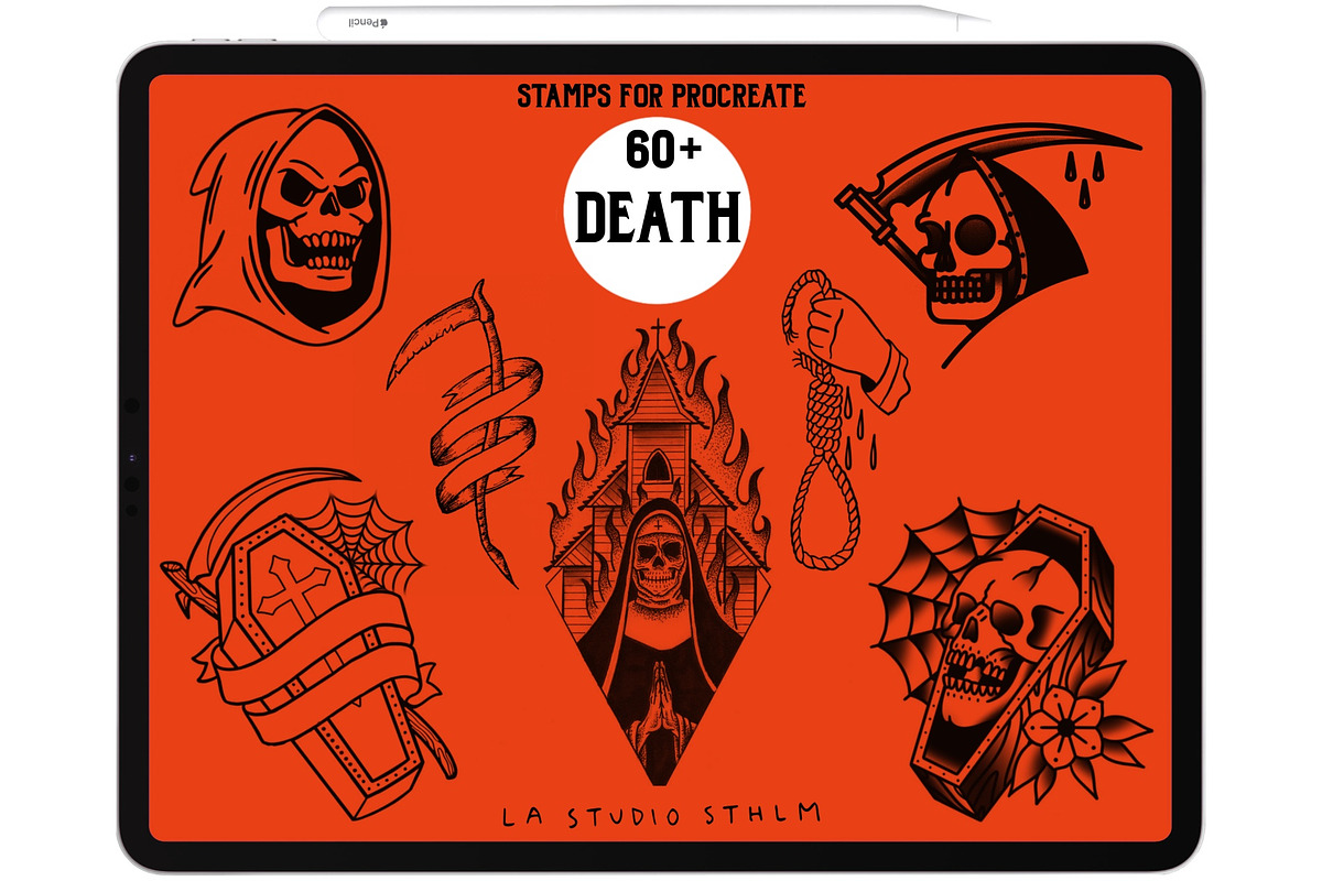 Death - Tattoo Flash Stamp Set, a Brush Add-On by LA Studio Sthlm (Photo 2 of 3)