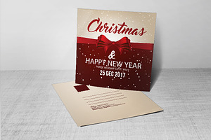 Merry Christmas Postcard Template