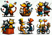 Quirky Cats Friendship Clipart, an Illustration by Creative Art (Thumbnail 2 of 10)