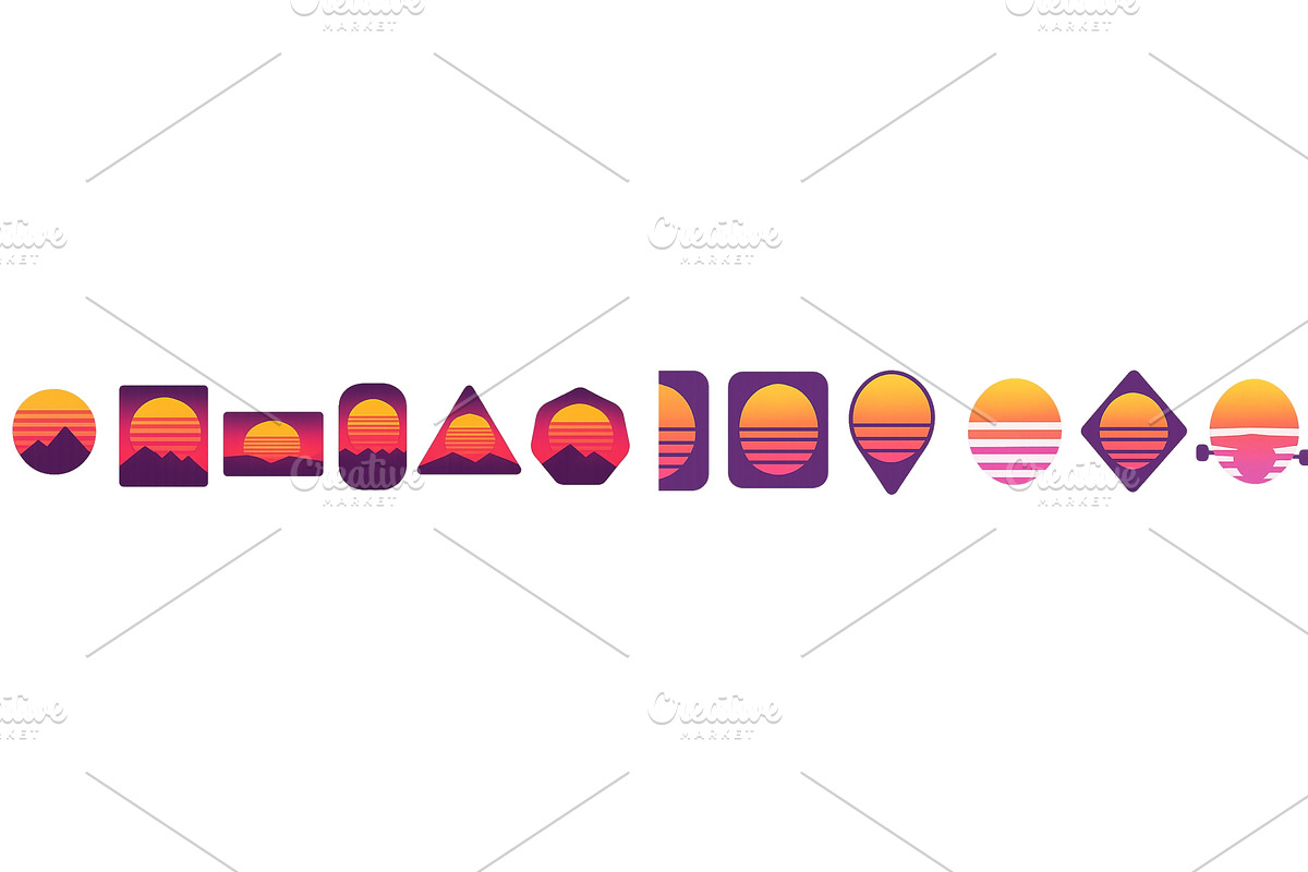 Digital sunset icons showcasing, an Illustration by ZinetroN