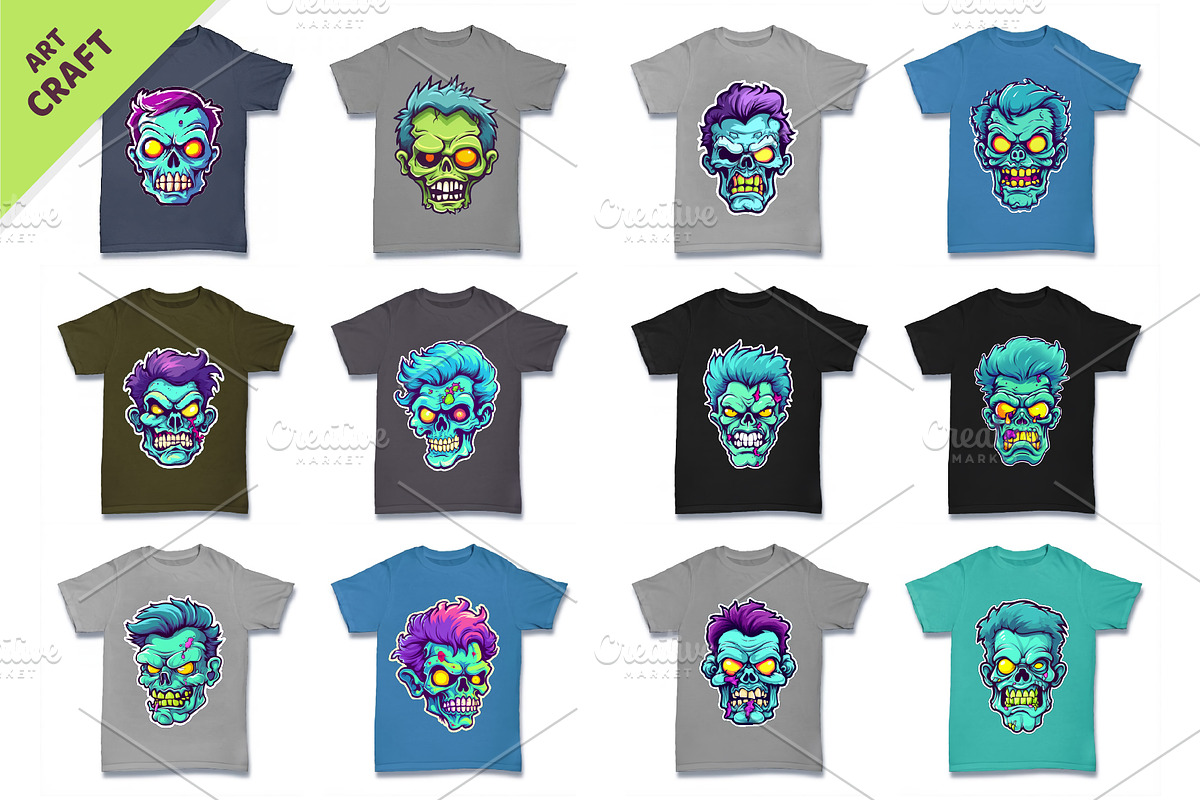 Big bundle 110 Cartoon Zombie Faces., a Decorative Illustration by KENO Mascots (Photo 2 of 4)