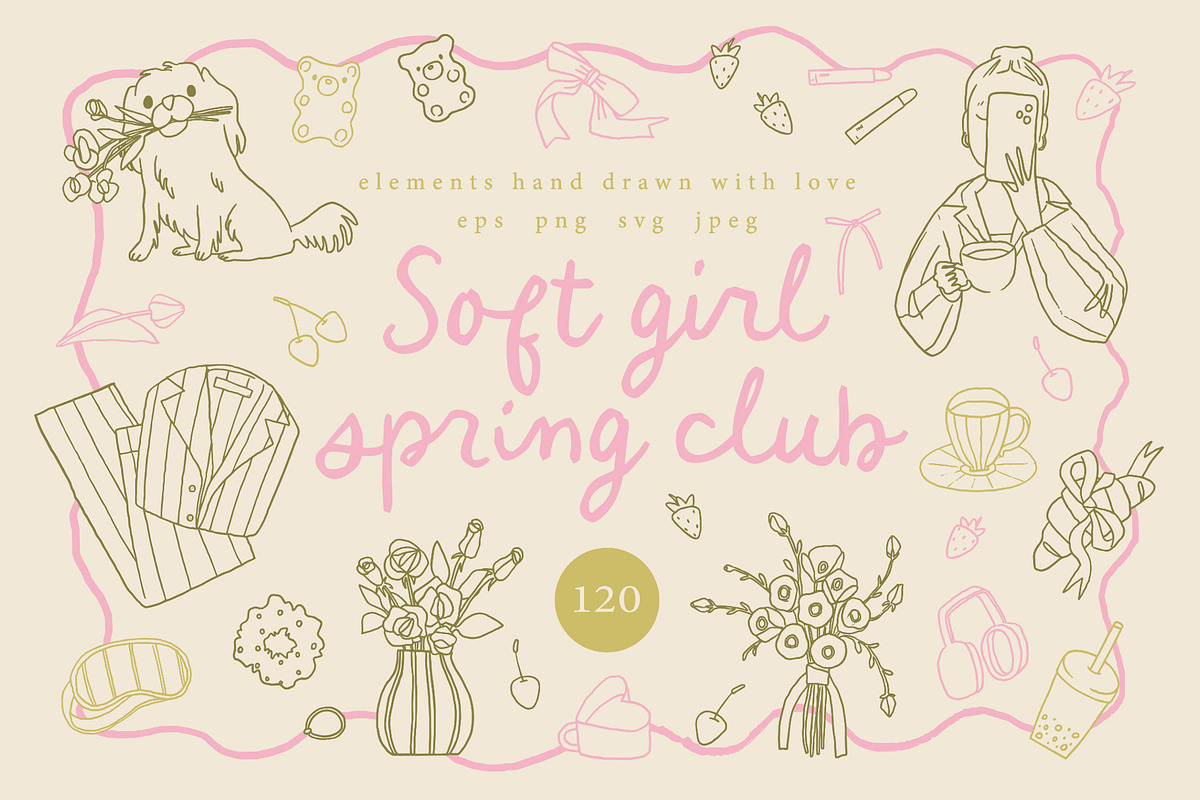 Soft Girl Spring Club - clipart set, an Object Graphic by Cute Atelier (Photo 1 of 13)