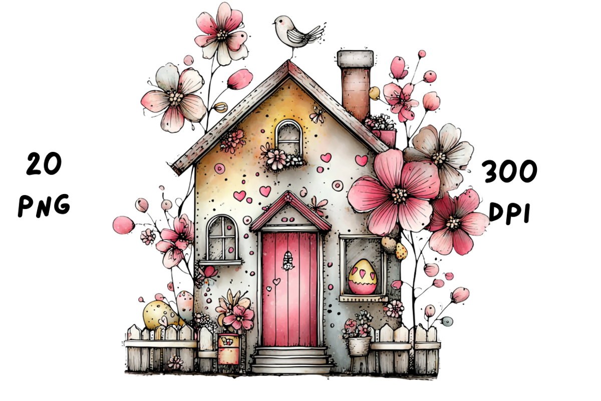 Whimsical Floral Spring House, a Seasonal Illustration by GiraffeCreative (Photo 20 of 20)