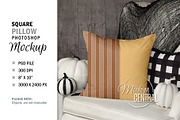 Halloween Pillow Mockup on Chair, a Household Mockup by HaywireMedia & Mockups (Thumbnail 2 of 3)