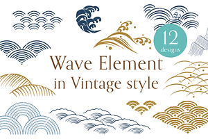 Wave illustration in vintage style