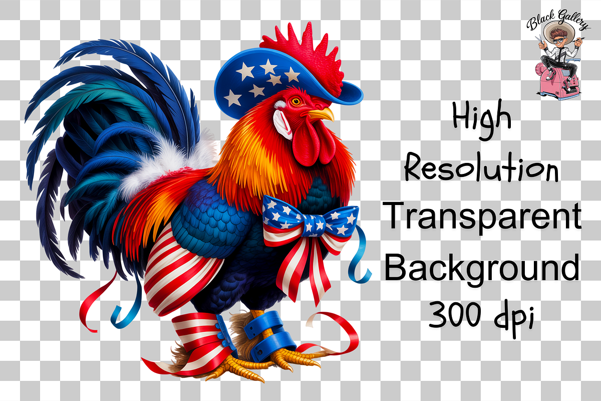 Patriotic Rooster Sublimation PNG, a Graphic by Clipart Bloom (Photo 11 of 13)