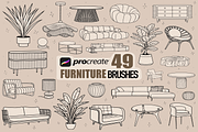 Procreate Furniture stamp brushes, a Brush Add-On by PDknyStudio (Thumbnail 1 of 6)