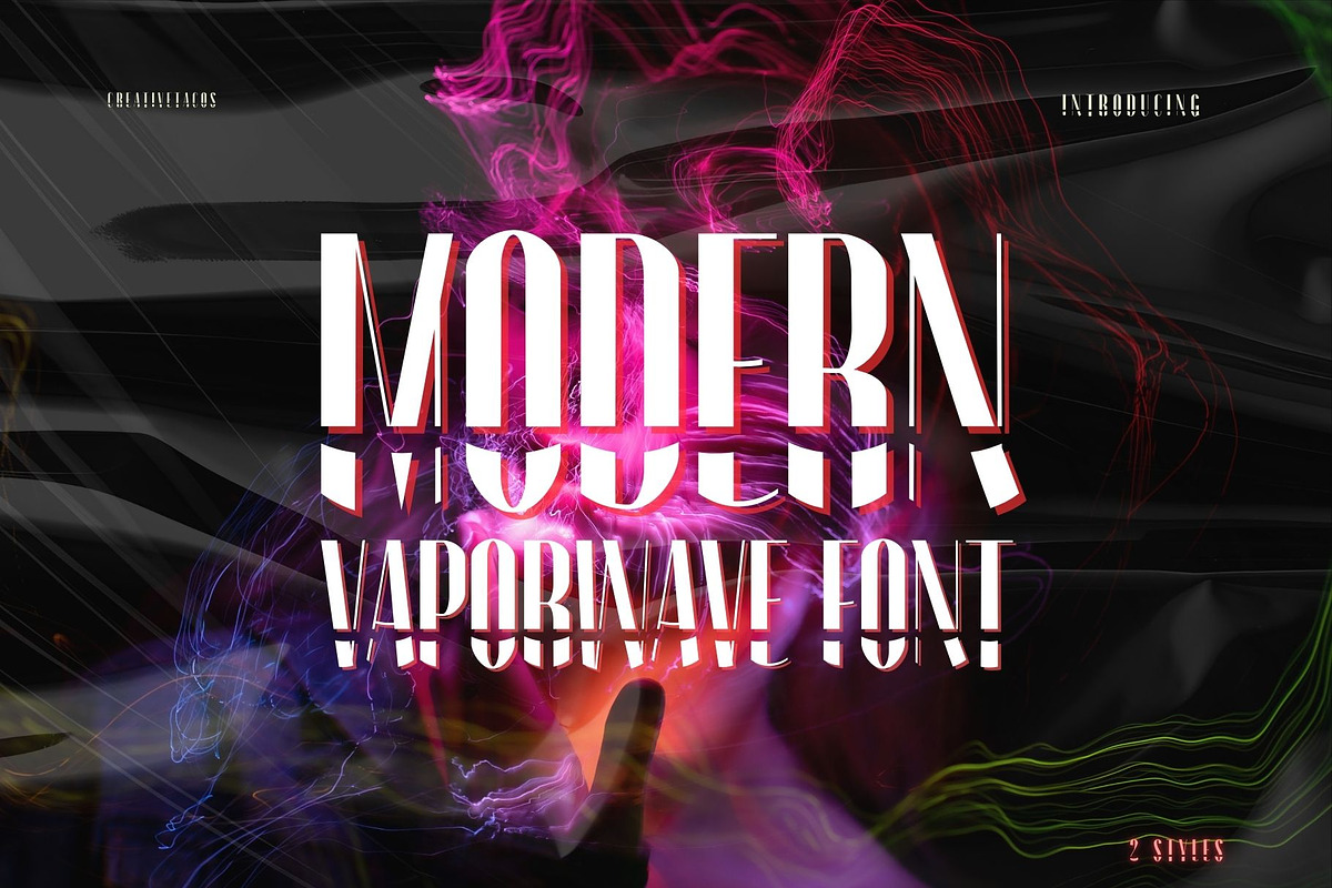 Modern Vaporwave Font, a Sans Serif Font by Creativetacos (Photo 1 of 13)