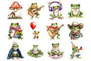 Watercolor Cute Frog Clipart, a Seasonal Illustration by CitraGraphics (Thumbnail 2 of 3)