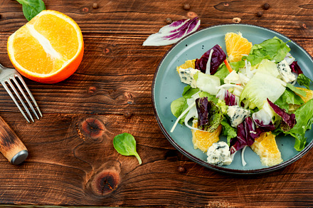 Salad with juicy greens and orange., a Food & Drink Photo by MLunov MLunov