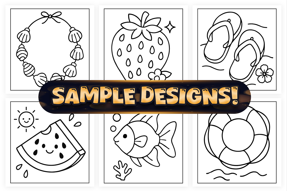 Easy Summer Season Coloring Pages, a Seasonal Illustration by Craftsbeefy (Photo 2 of 4)