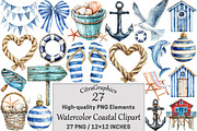 Watercolor Coastal Clipart, a Seasonal Illustration by CitraGraphics (Thumbnail 1 of 6)
