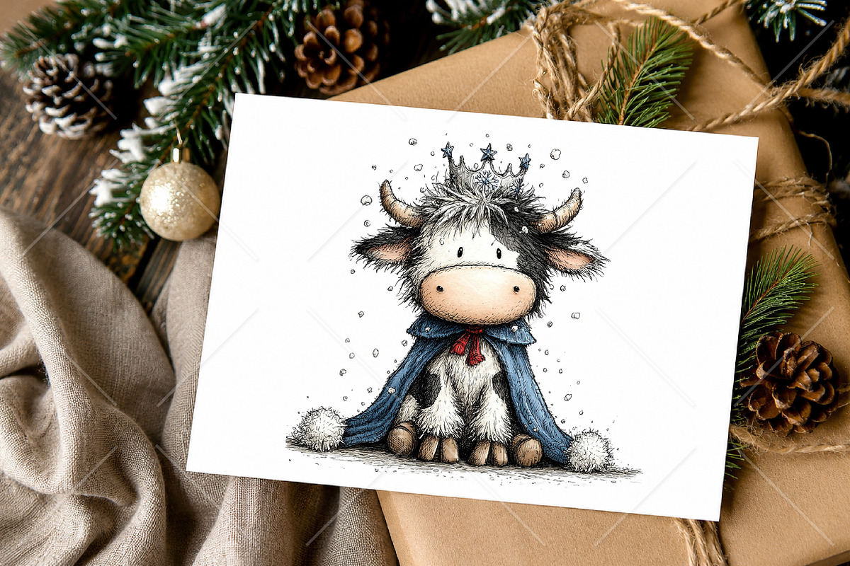 Whimsical Christmas Cute Cows PNG, a Seasonal Illustration by Canvas Craft (Photo 10 of 10)