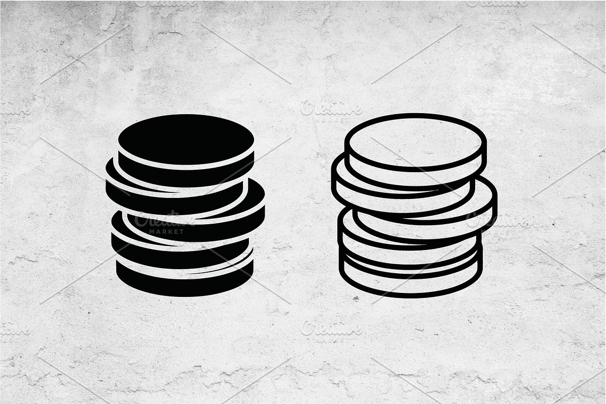 Coin Stack Icons Vector Black White, an Outline Icon by Artonix (Photo 2 of 2)