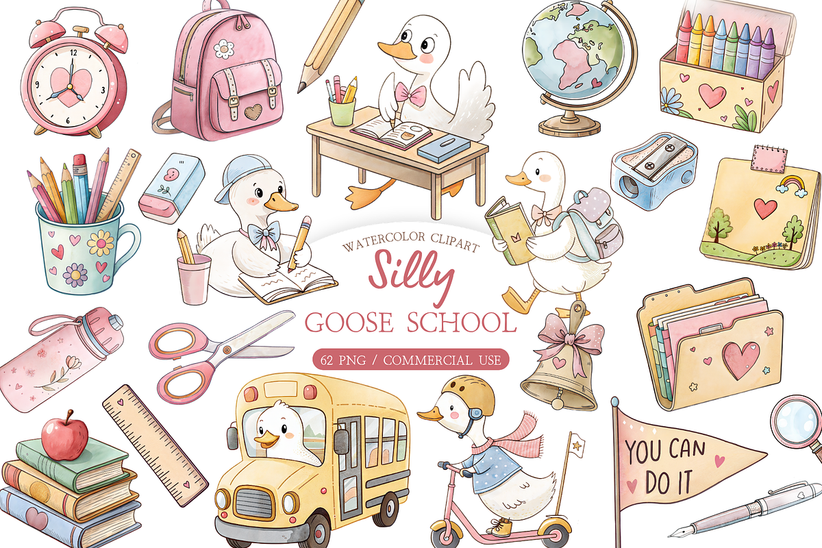Back to School Goose Clipart, a Decorative Illustration by MockupWizard (Photo 1 of 6)