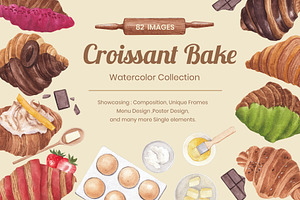 Croissant Bake Watercolor