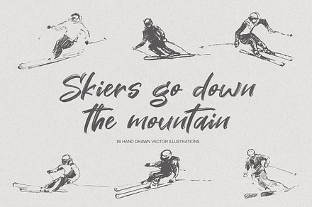 Skiers go down the mountain, a Person Illustration by TheMountBirdStudio