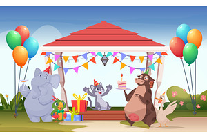 Birthday party. outdoor birthday, an Illustration by Onyx
