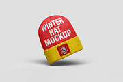 Winter Hat Mockup - 8 views, a Hat Mockup by Illusiongraphic (Thumbnail 6 of 19)