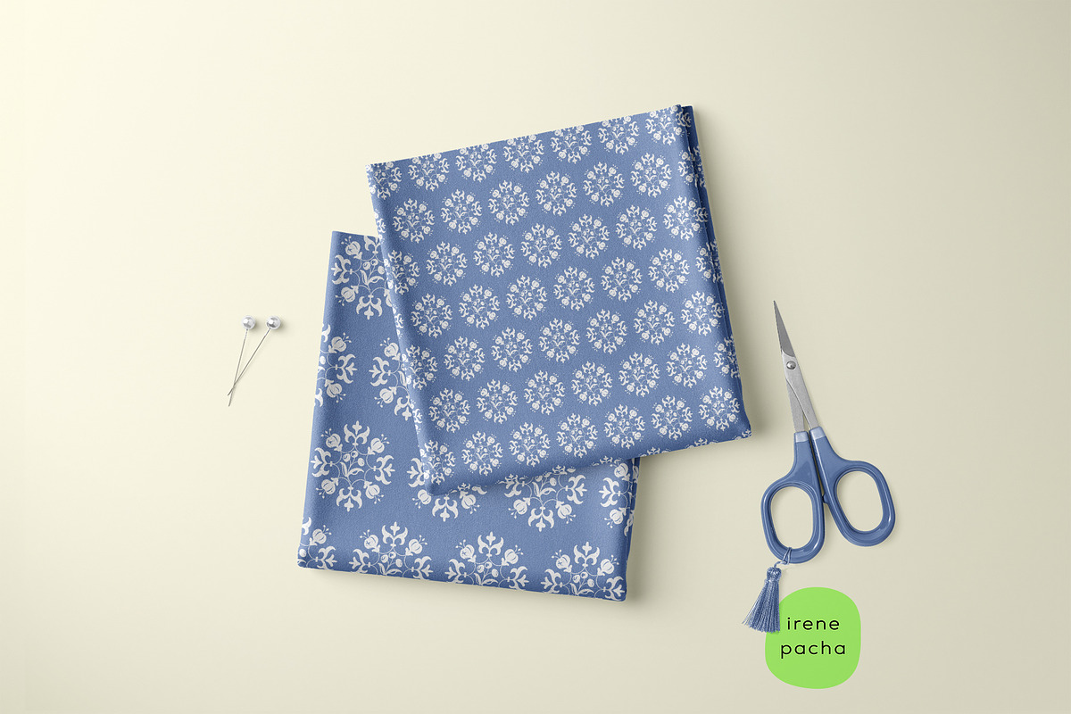 Blue and White Patterns Bundle, a Pattern Graphic by irenepachadesign (Photo 3 of 6)