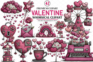 Whimsical Valentine Clipart, an Illustration by cherrydesign