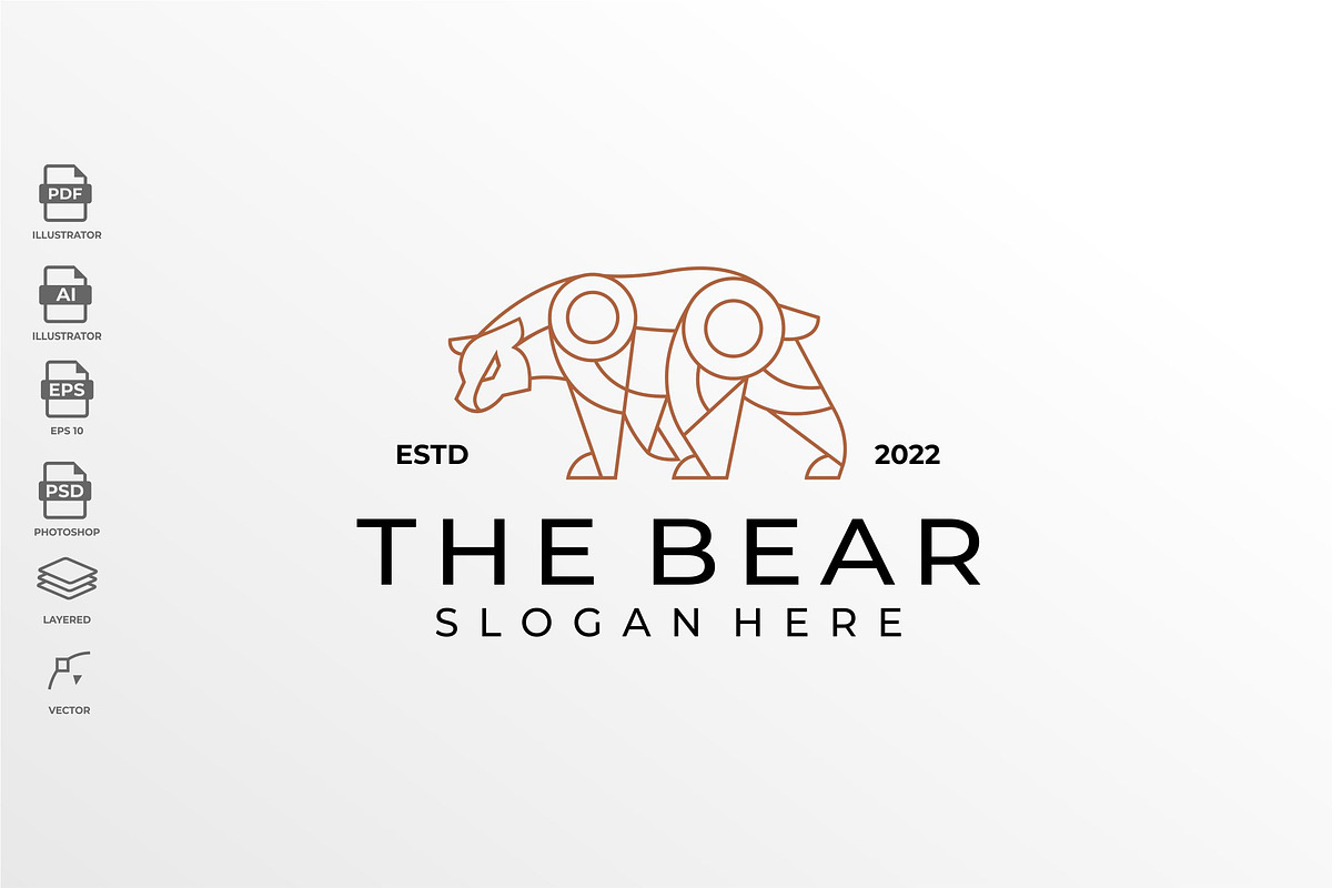 Lineart Geometric Bear Logo Vector, a Branding & Logo Template by Rupture