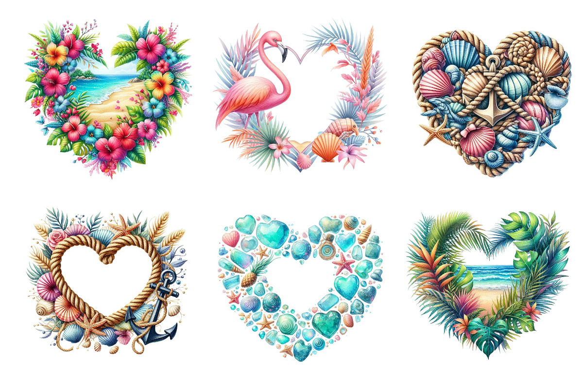 Heart Beach Frame Clipart, an Illustration by Dream Creation (Photo 4 of 6)