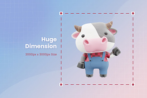 3D Cute Cow Illustration