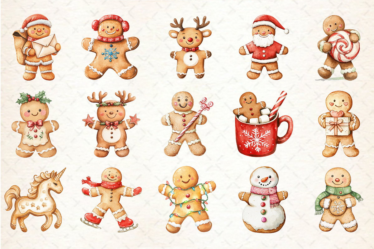 Cute Christmas Gingerbread Man Clipa, an Illustration by Rose Art (Photo 2 of 7)