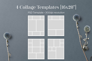 16x20 Collage Board Template PSD
