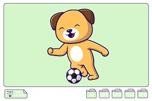 Cute Dog Playing Soccer Ball Cartoon, an Animal Illustration by Artstorystudio