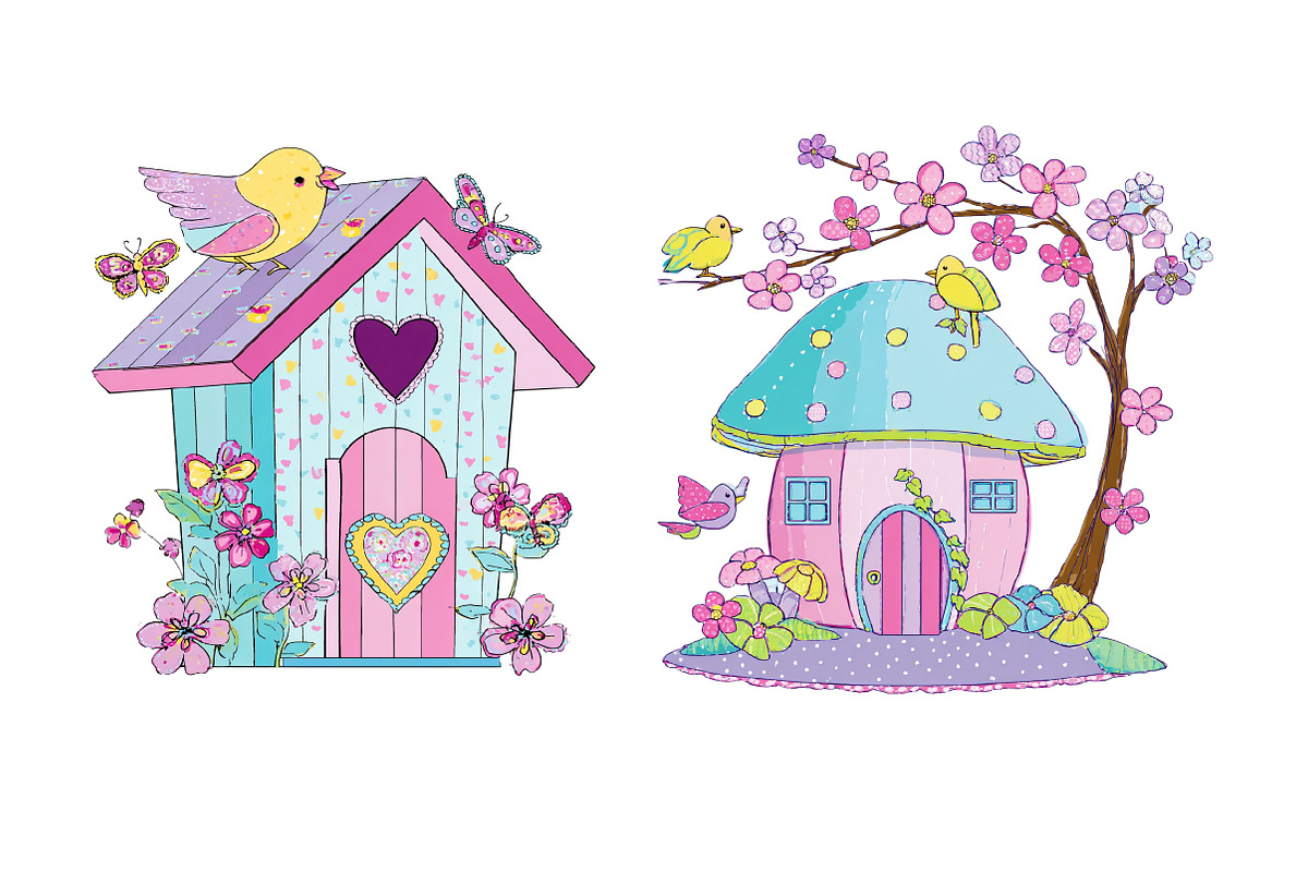 Whimsical Spring Birdhouse Clipart, an Illustration by Dream Creation (Photo 7 of 7)