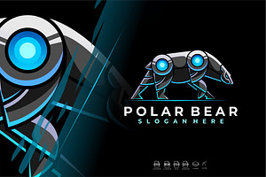 Modern Mecha Robotic Polar Bear Logo