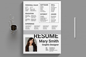 Graphic Designer Resume Template, a Stationery Template by MightyDesign